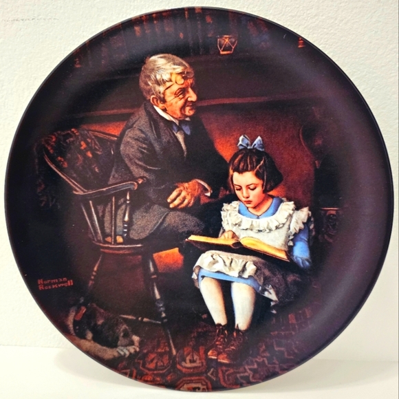 Edwin M. Knowles Plate x Norman Rockwell Painting The Young Scholar Plate - Picture 4 of 8
